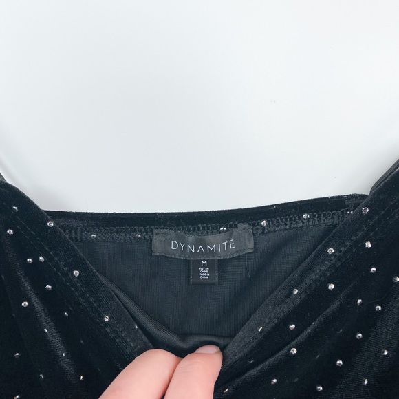 5/$50 🌷🌼🌿 DYNAMITE Crystal Studded Velvet Bungee Tank Size M - Picture 2 of 3